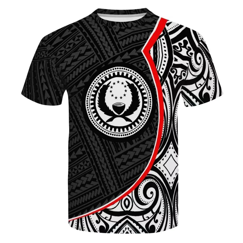 Promotional Polynesian Tribal Chuuk Pohnpei Print Clothing Custom Mens Fitted T Shirt All Over Printing Graphic Men's t-shirts