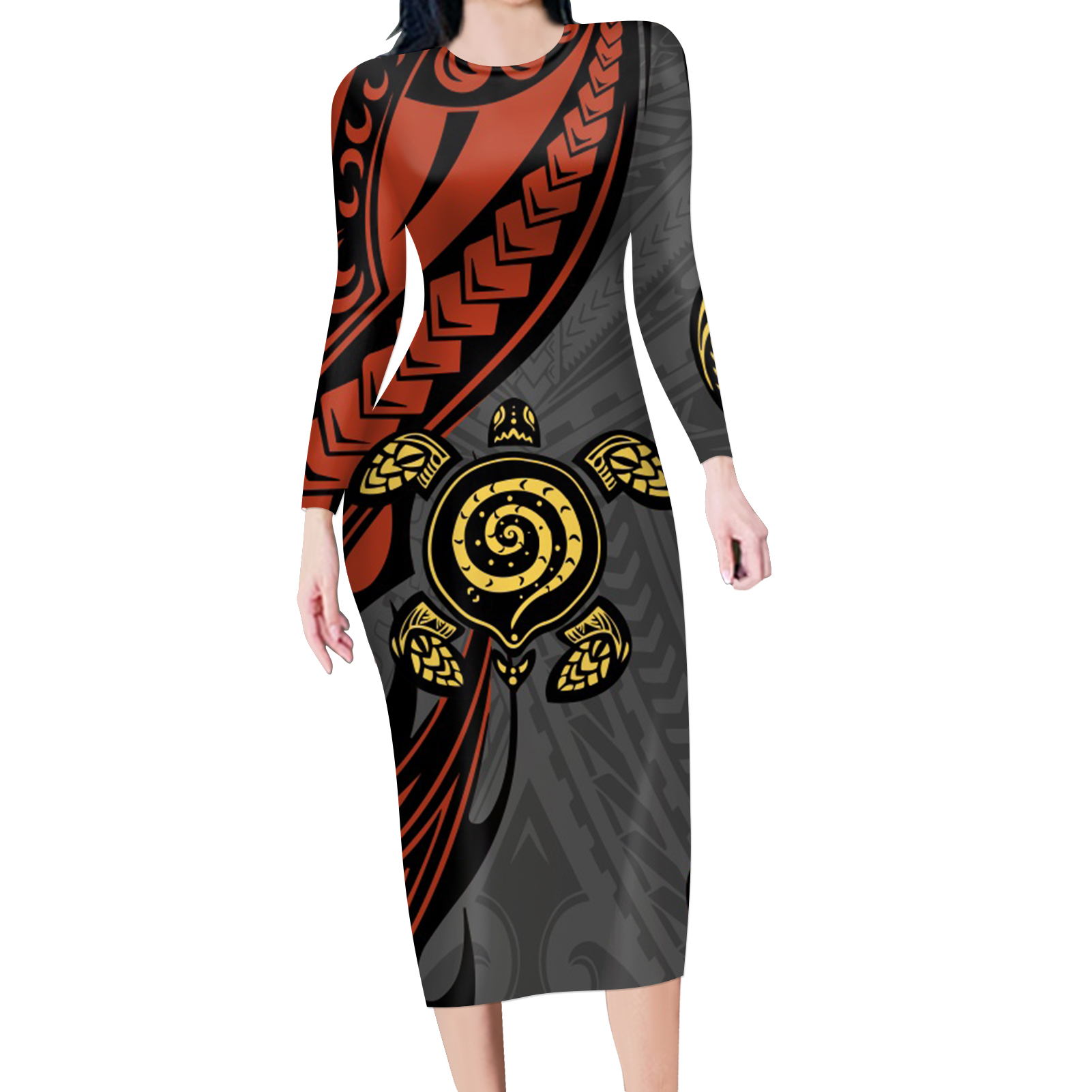 Polynesian Tribal Floral Samoa Made Clothing Wholesale In Wears Plus Size Casual Dresses Women Elegant Sexy Long Dresses Women