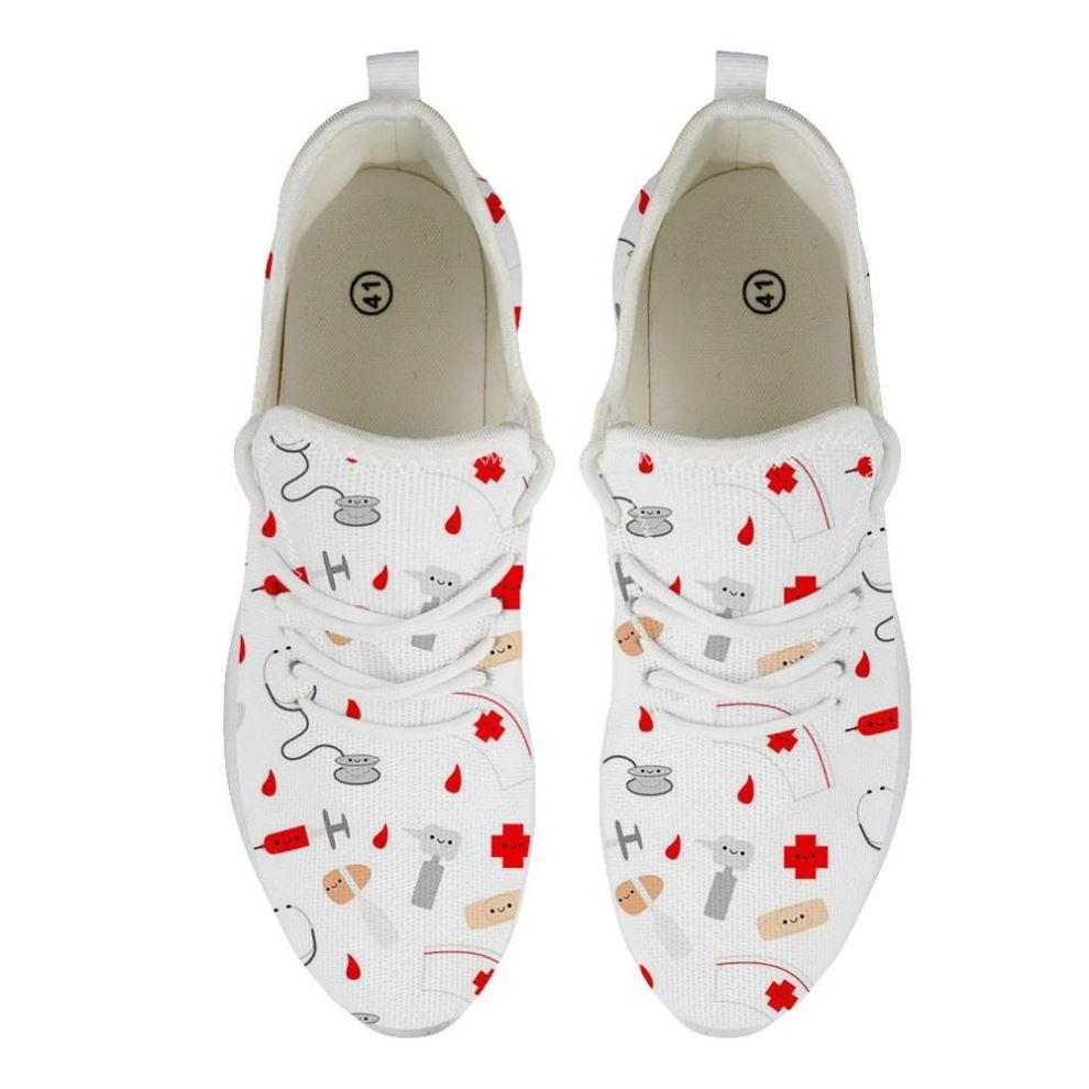 Cute Cartoon Nurse Pediatrician Medical Print Women Shoes Nursing Sneakers for Woman Casual Spring Ladies Footwear