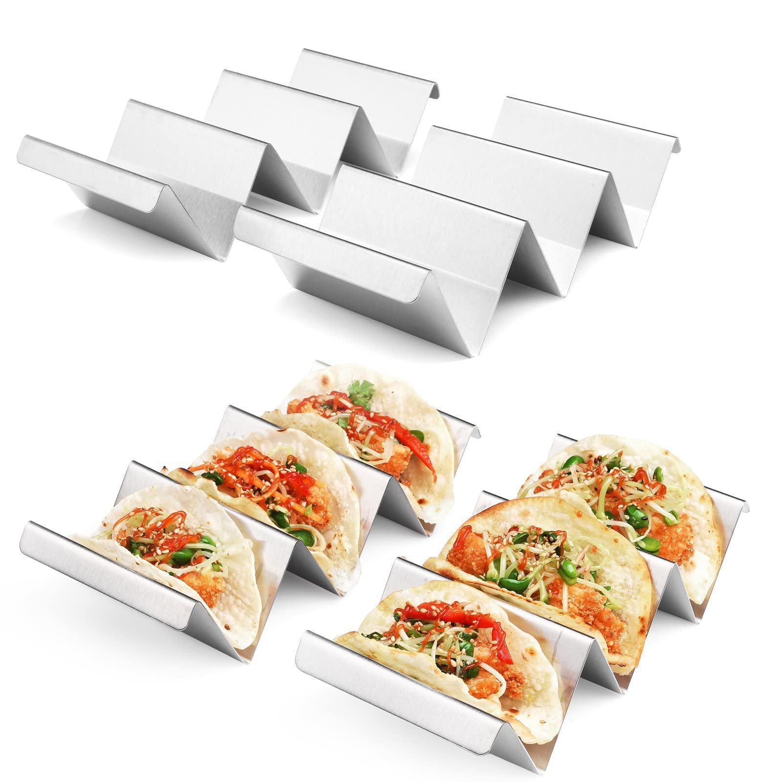 Stainless Steel Taco Stand Rack Style Grill Safe Taco Tray Holder