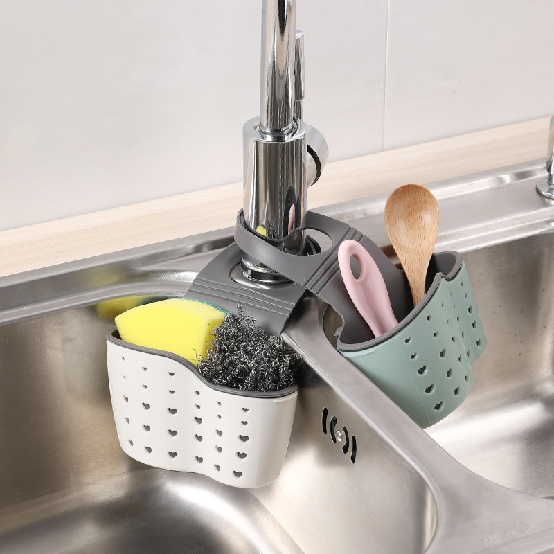 Sink Caddy Sponge Holder Soap Holder Eunion Plastic Saddle Faucet Caddy Desk Organizer Pen Holder