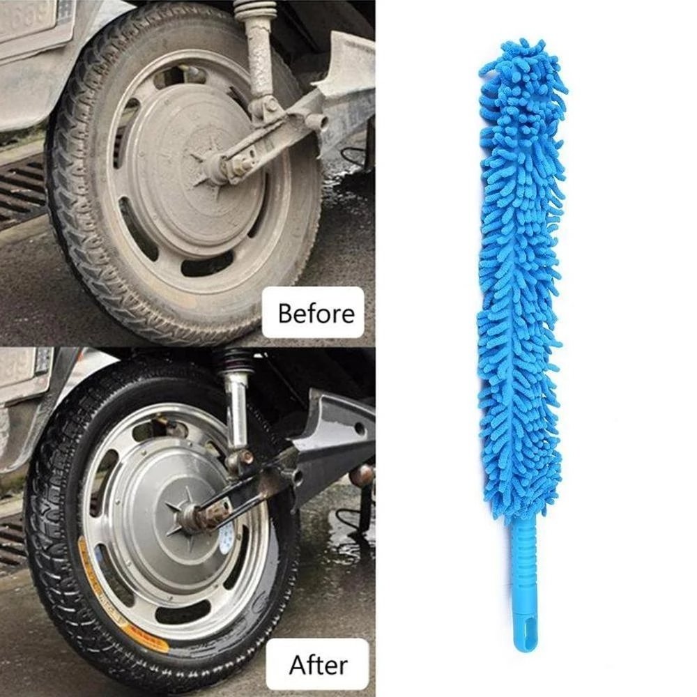 Wheel Brush Long Soft Flexible Microfiber Cleaning Brush Car Wash Tool Wheel Cleaner Tire Rim Scrub Brush