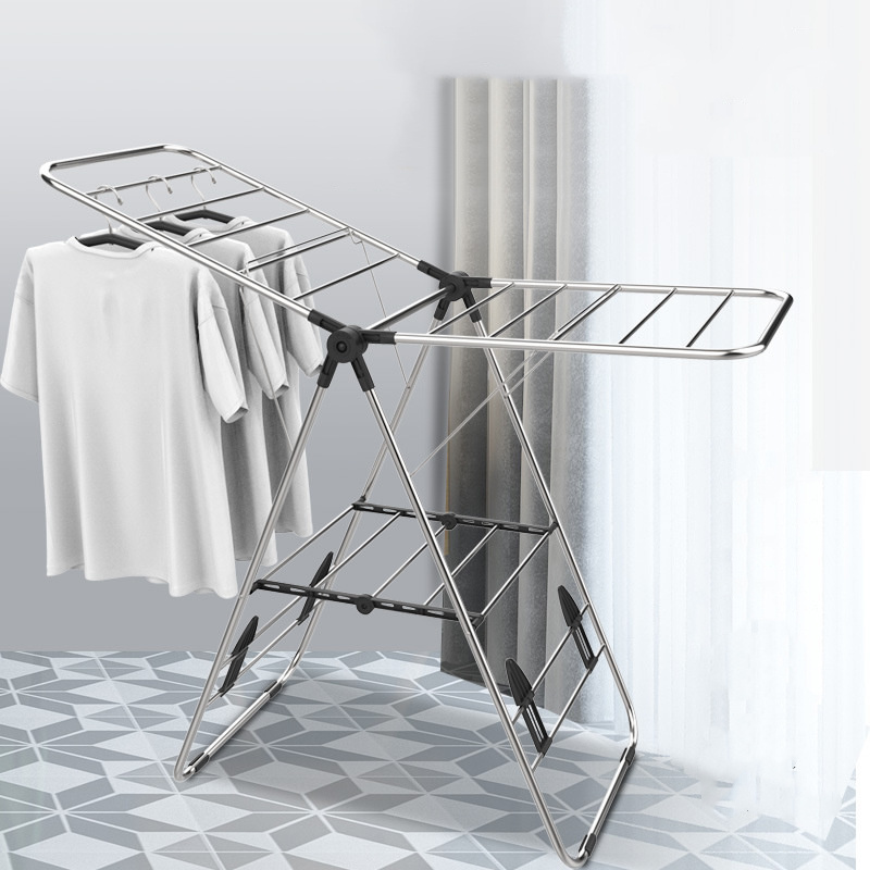 Heavy Duty Multi-Position Collapsible Clothes Drying Rack Stainless Steel Foldable Standing Cloth Laundry Drying Rack