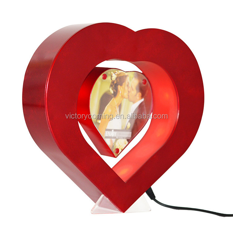 Heart Shape DIY Gift Magnetic levitation floating RED Photo frame