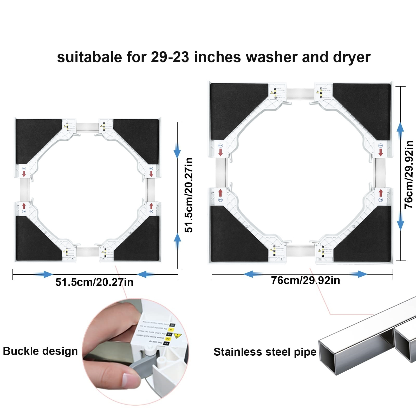 Mini Fridge Stand Laundry Universal Fit Washer Pedestal White Washer Dryer Stacking Kit Drying Rack Washing Machine Stand