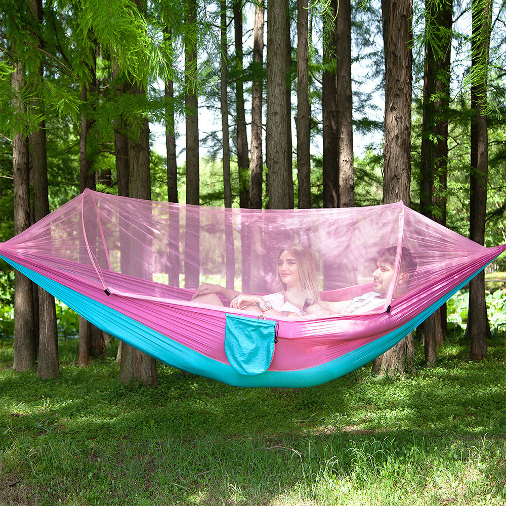 Lightweight 210t Nylon Portable Travel Camping Mosquito Net Nylon Hammock Swing Nylon Tent Hammock With Mosquito Net