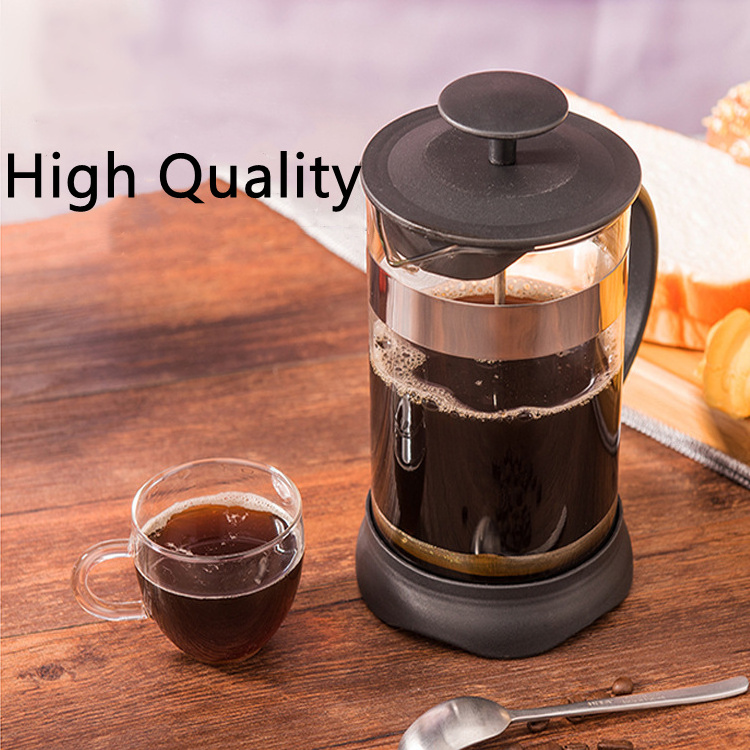 Kitchen Espresso Coffee Tea Maker with Triple Filters Stainless Steel Plunger Heat Resistant Borosilicate Glass French Press