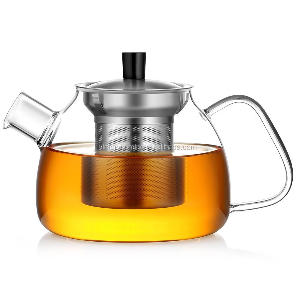 VCPC 30OZ Clear Glass Teapot with Infuser  Lid coffee maker