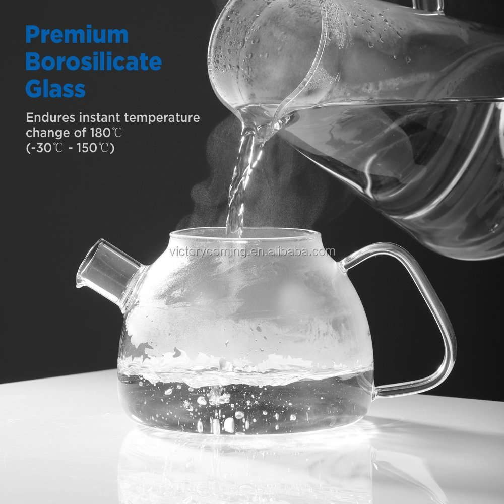 VCPC 30OZ Clear Glass Teapot with Infuser  Lid coffee maker