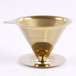 Titanium Coated Pour Over Cone Drip Reusable Stainless Steel Coffee Filter