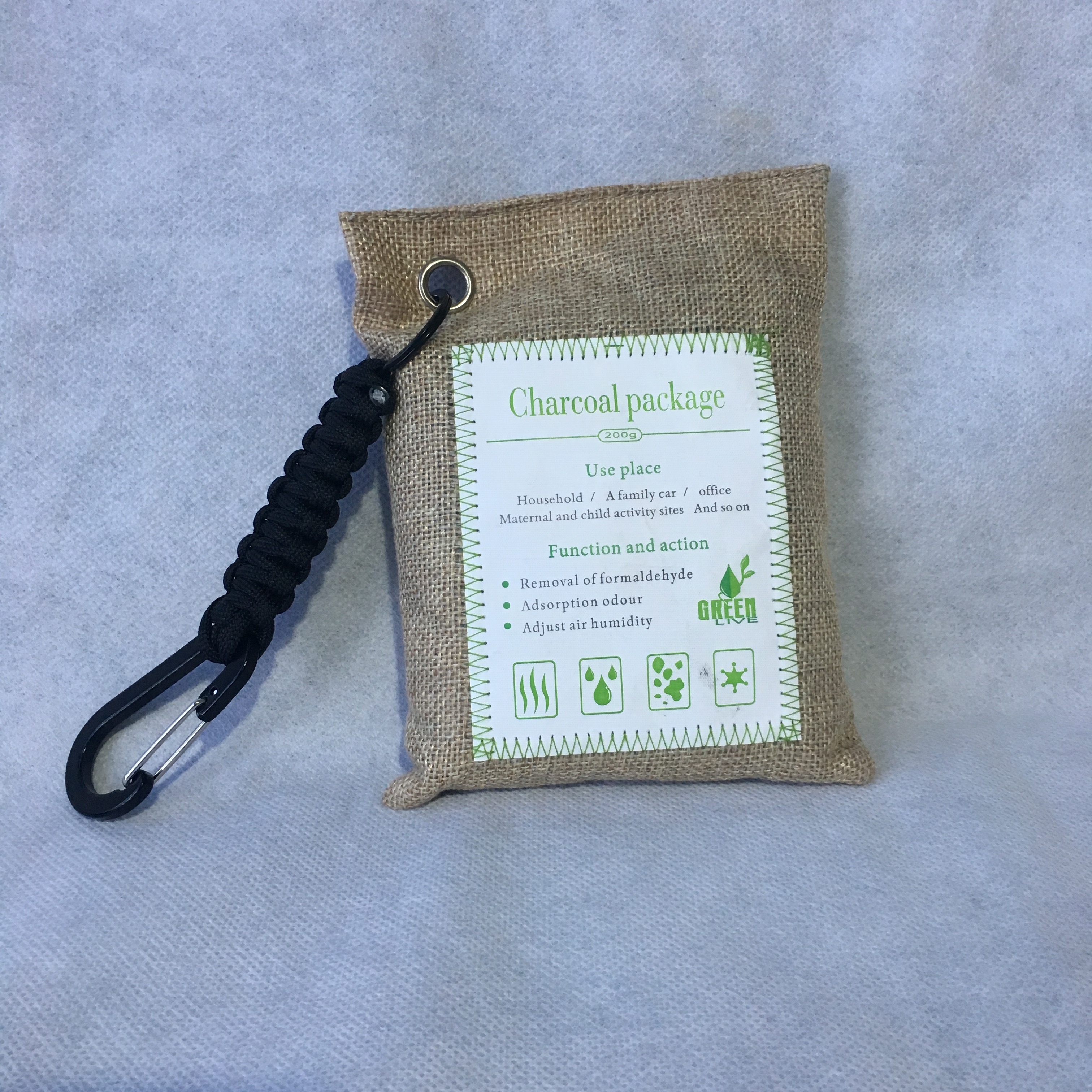 Active Bamboo Charcoal 200g Black Bamboo Charcoal Car Bags With Hook Natural Activated Charcoal Air Purifying Bag