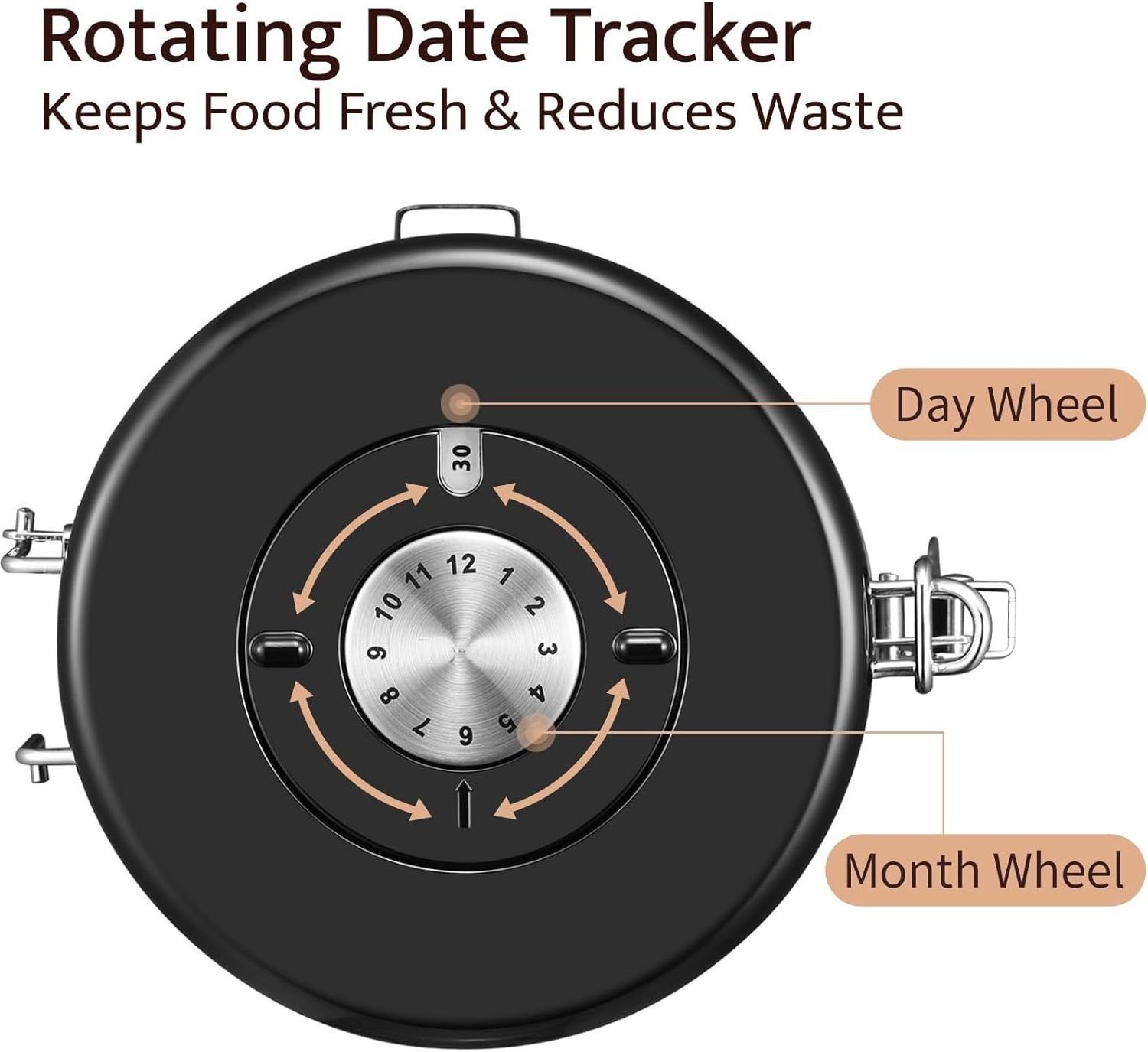 Coffee Canister, Airtight Stainless Steel Kitchen Food Storage Container with Date Tracker and Scoop