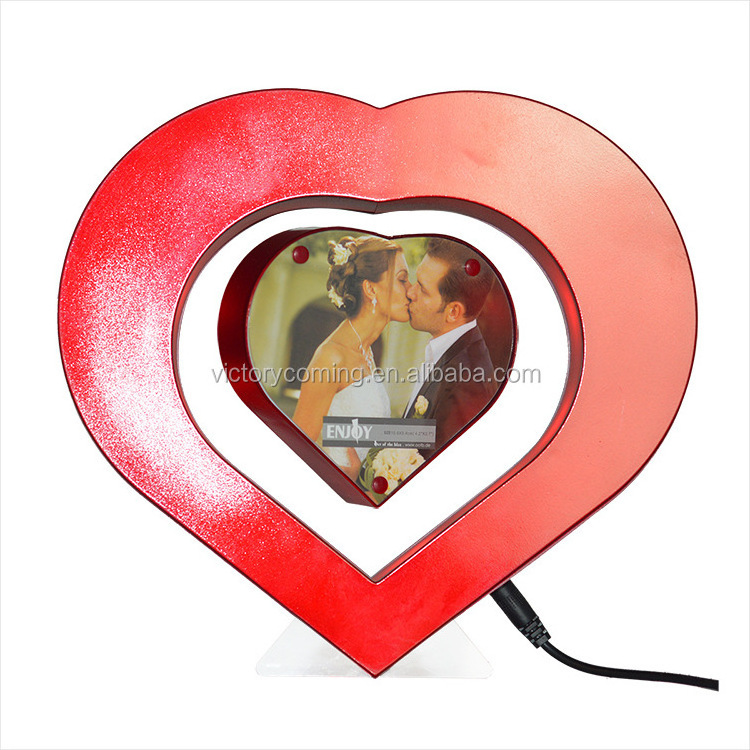 Heart Shape DIY Gift Magnetic levitation floating RED Photo frame