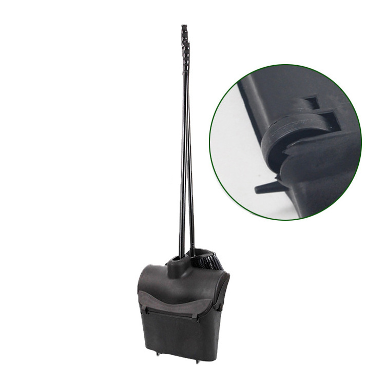 China Manufacturer Hotel Street Toilet Black Long Handle Commercial Executive Series Lobby Pro Broom Windproof Dustpan Cover Set