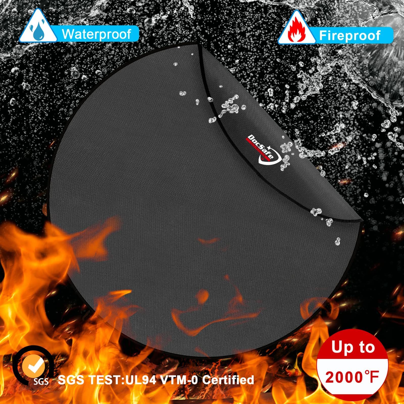 48/60 inch Round Under Grill Mat Large 4 Layers Fire Pit Mat,Fireproof Mat Protect Waterproof Indoor Fireplace  BBQ Floor