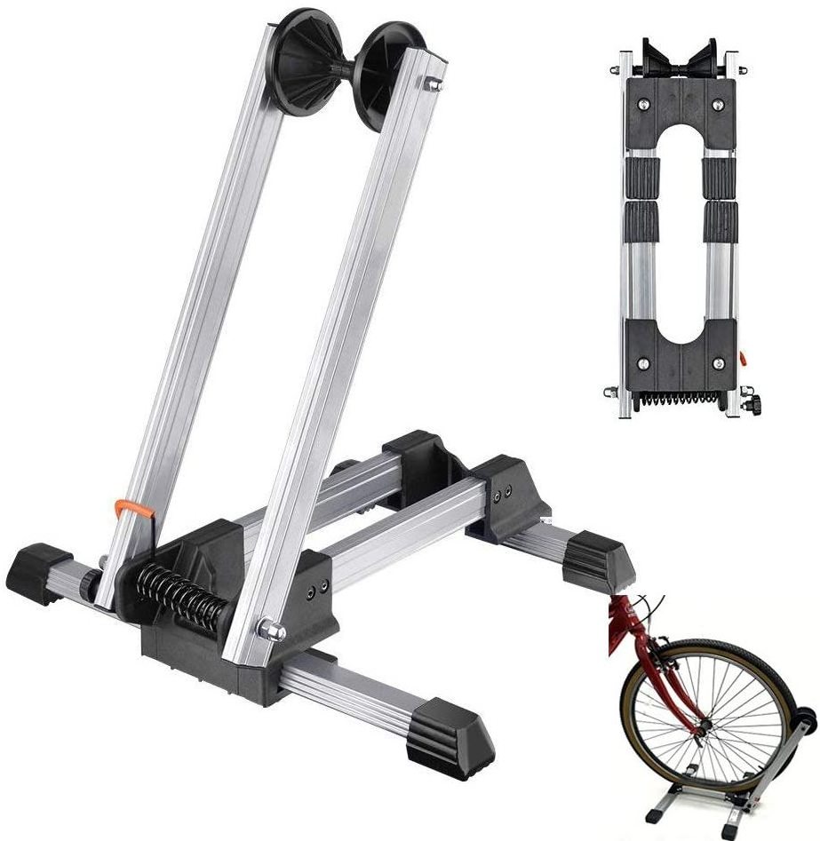 Bicycle Floor Wheel Stand Holder Indoor Parking Rack Stand for Garage, Foldable Home Bike Stand Rack Holder