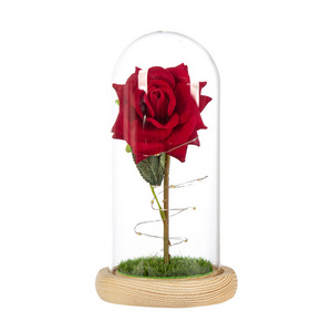 Beauty and Beast Eternal Rose in Glass Dome Rosa Eterna Artificial Flowers LED Birthday Wedding Valentine's Day Christmas Gift