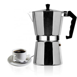 Maker Moka Pot 9 cup, 15.2 oz, Silver Cuban Coffee Maker Stove top coffee maker Moka COFFEE POT