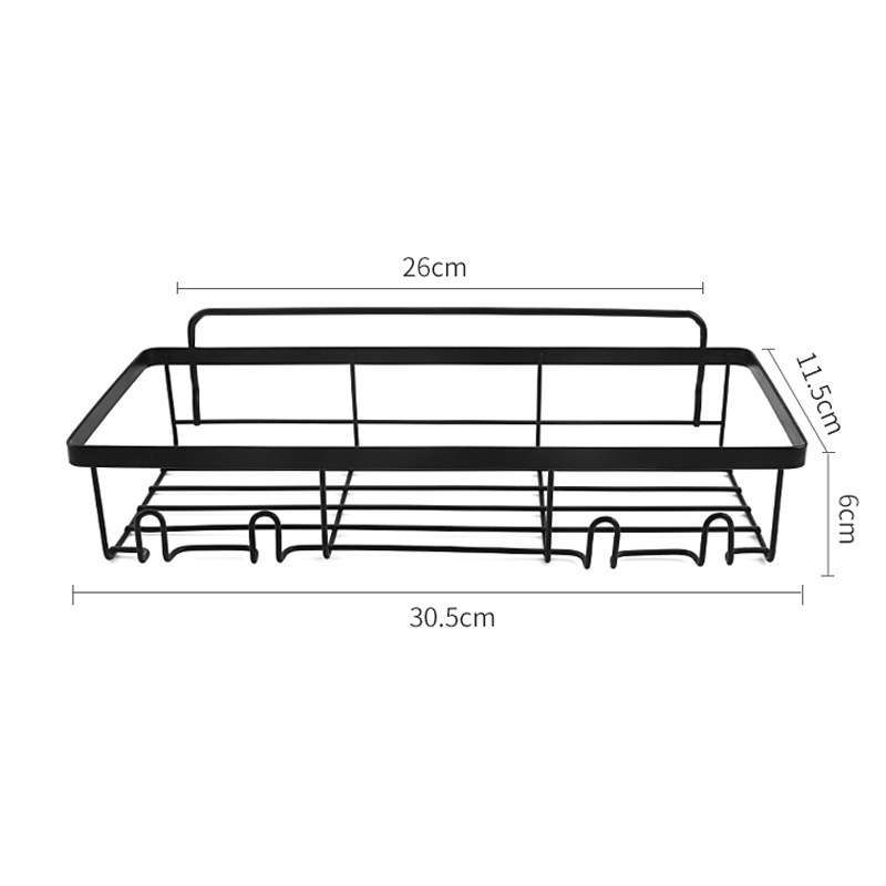 Bathroom Toilet Kitchen Dorm Black Shower Shelves Wall Mount Rustproof Baskets Adhesives Mounted Shower Caddy Bathroom Organizer