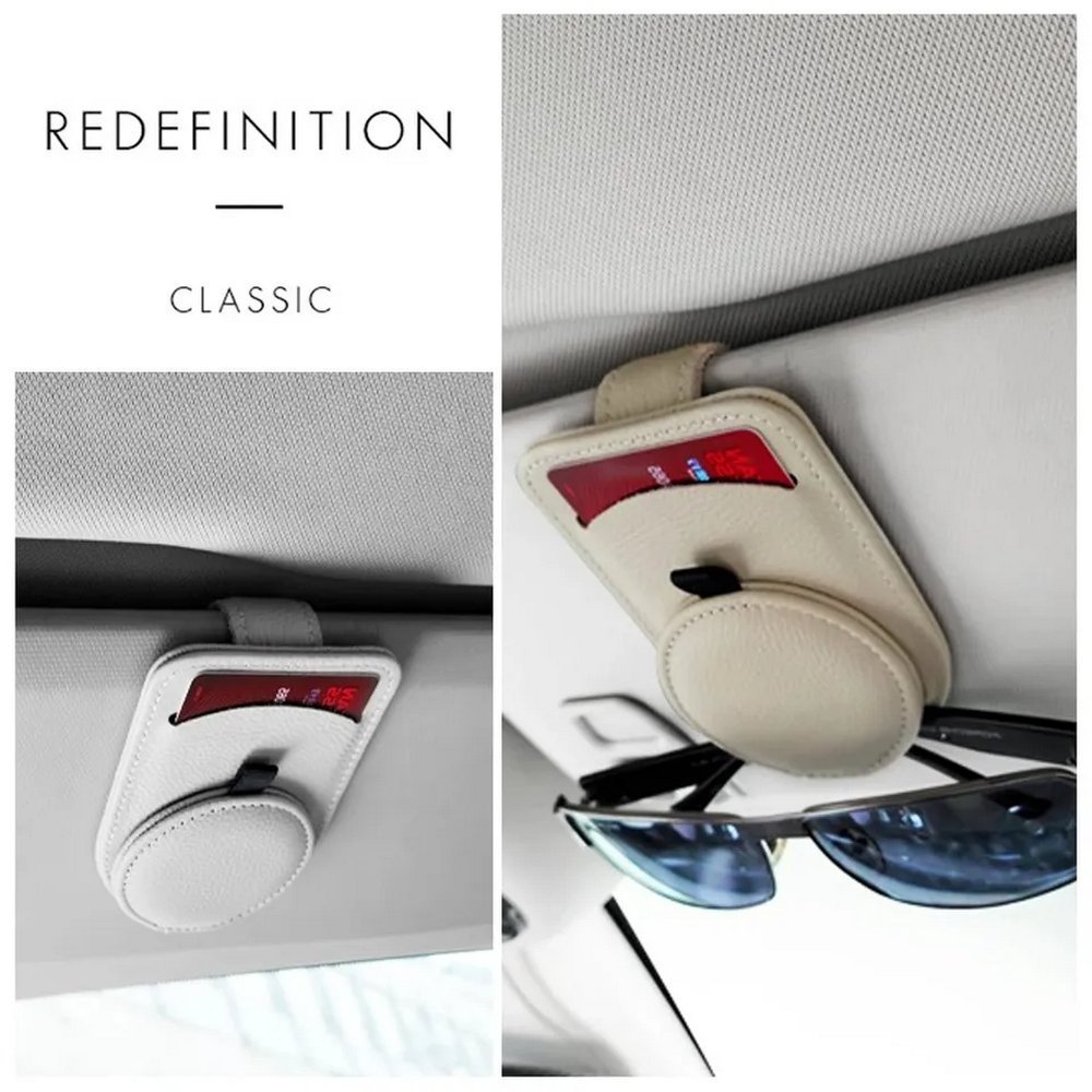 Sunglasses Holder for Car Sun Visor Magnetic Leather Glasses Eyeglass Hanger Clip Car Organizers Interior Accessories