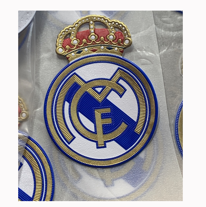 Sportswear gold badge 3D thermal transfer custom Tpu patch badge leather brand label.