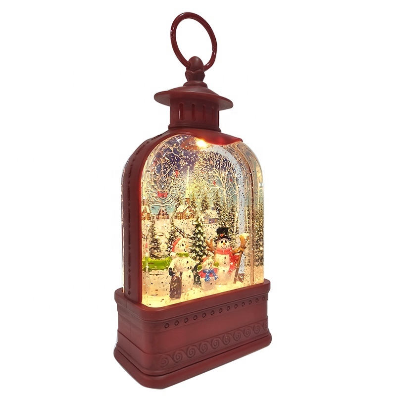 Christmas Snow Globe Gift With Light Lantern Indoor Decor Hot Sale Snowman Happy Family Glitter Water Globe Souvenir