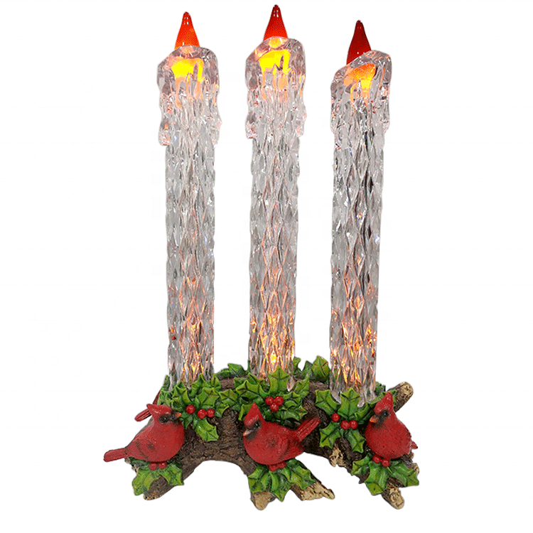 Led Flame Candle Battery Operation Cardinal Night Light Candlestick Christmas Candle Light