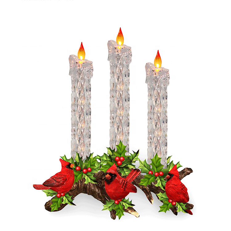 Led Flame Candle Battery Operation Cardinal Night Light Candlestick Christmas Candle Light