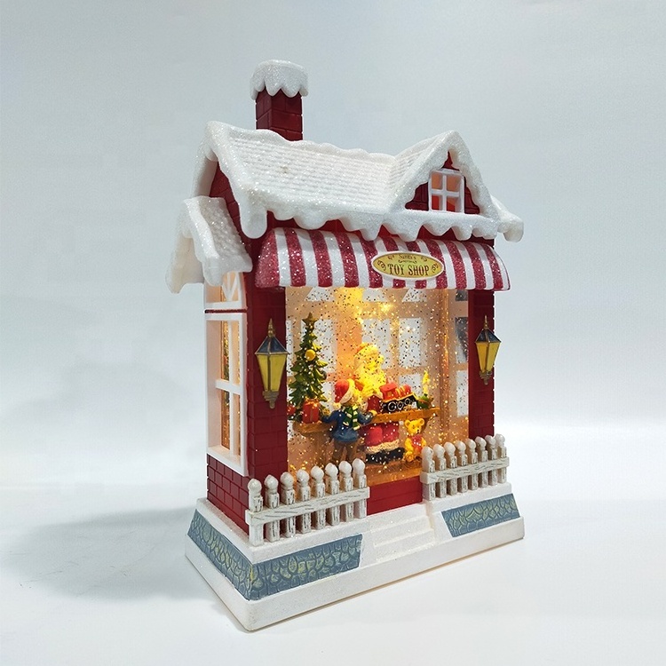 Candy House Lantern Santa Claus Child Toy Shop House Christmas Decoration Snow Globe Led Christmas Lantern