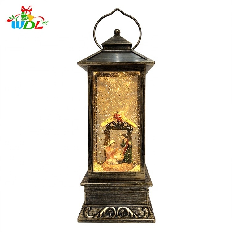 Nativity Scene 2022 The Holy Family Of acrylic Spininning Small battery led christmas lantern water snow