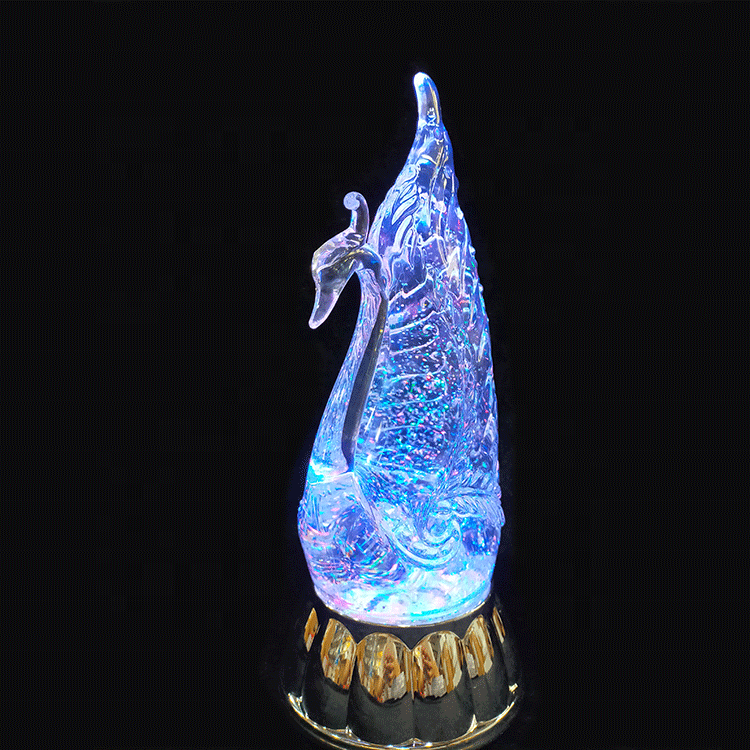 Lighted UP Swirl Glitter Swan Snow Globe Swan Statue Figurine Home Decorations Resin Crafts