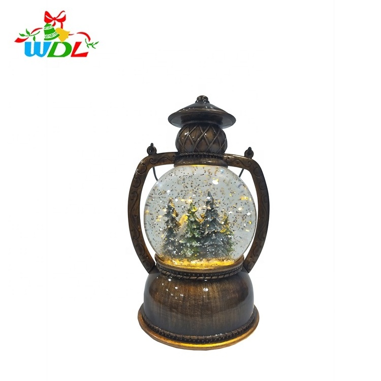 Hight Quality Custom Made Acrylic House Christmas Water Lantern Led Glitter Snowing Light Up Mini Snow Globe For Holiday Gift