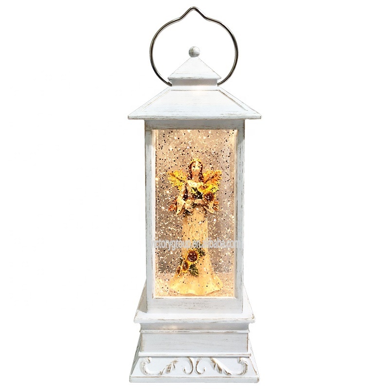 2022 new arrivals Autumn Thanksgiving Harvest Angel decor Lantern Snow Globe With Rotating Glitter Inside