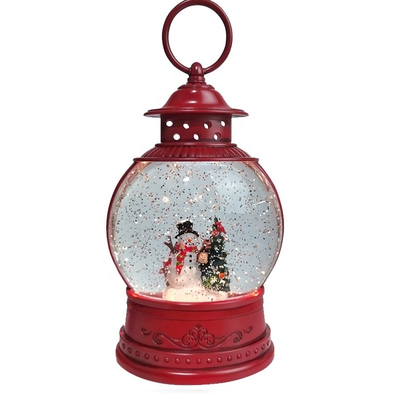 Christmas Musical Luminous Wind Lantern water globe swirl water glittering snow globe Resin Santa Inside