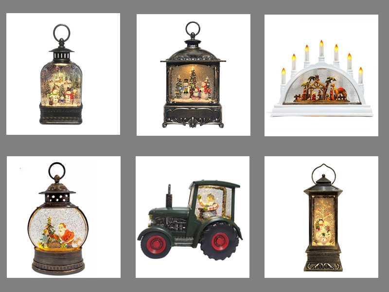 Water Filled Christmas lantern glitter Water Swirling Wind Lamp Led  Light up Xmas Snow Globe With Santa in Sleigh Scene