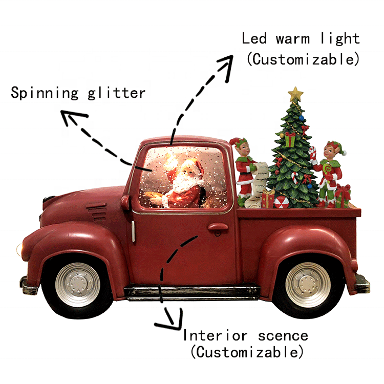 Musical Snow Globe Custom Santa Lights Gifts For Kids Car Design Led Glittering Water Spinning Christmas Lantern Decorations