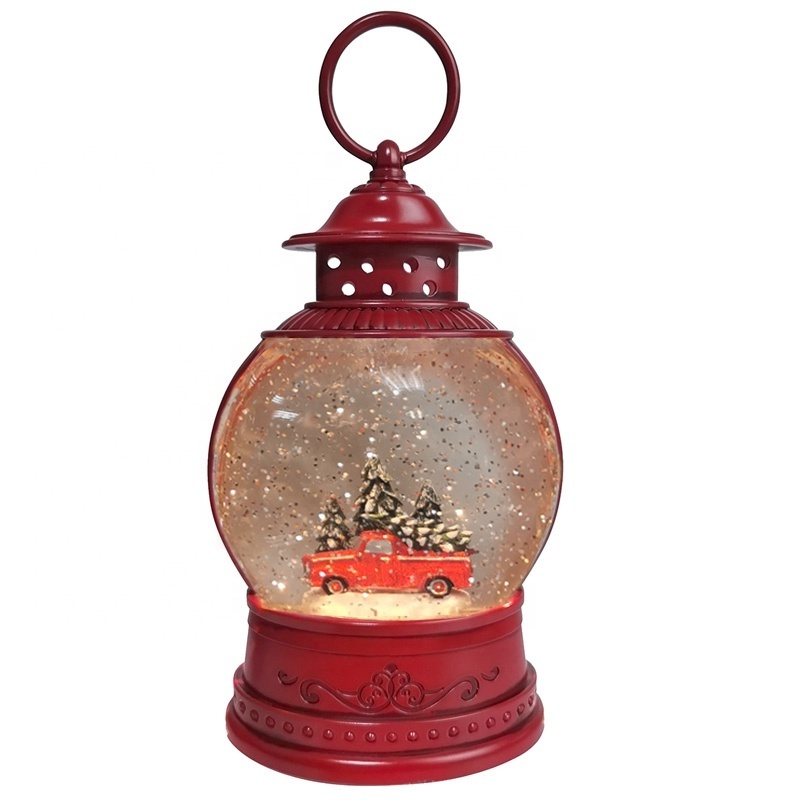 Christmas Musical Luminous Wind Lantern water globe swirl water glittering snow globe Resin Santa Inside