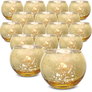 VGT Mercury Glass Tealight Candle Holder Set of 24 Perfect Centerpieces Gold Votive Candle Holders