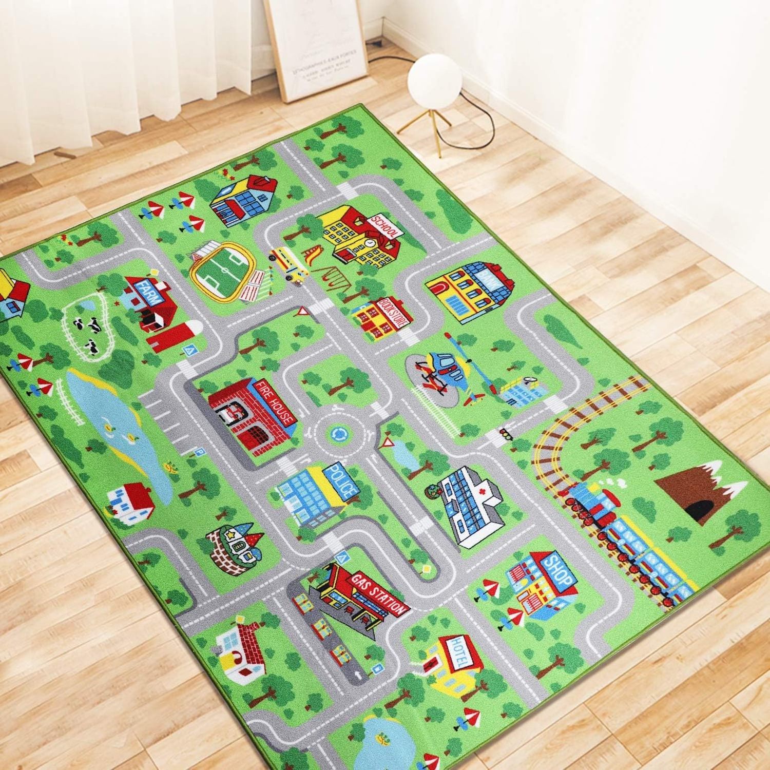 Hot selling children play mat game cloth Racing car traffic scene series gaming mat