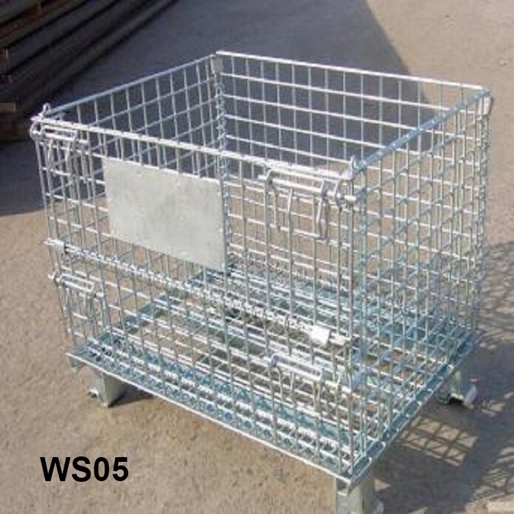 Profession Manufacturer Industrial Stackable Collapsible Storage Wire Mesh Container Heavy Foldable Metal Cage For Sale