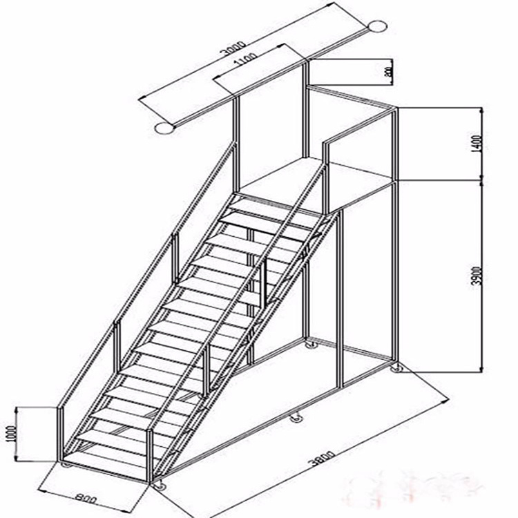 Factory Supply Safety Warehouse Platform Movable Step Ladder With Handrails