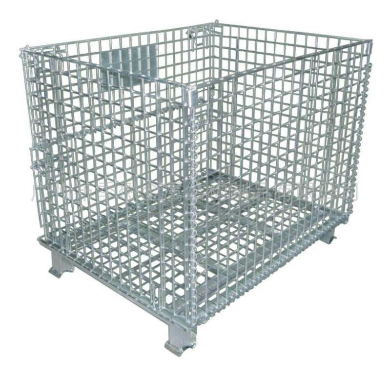 Collapsible Metal Storage Cage Rolling Wire Mesh Pallet Containers Warehouse Storage Cage