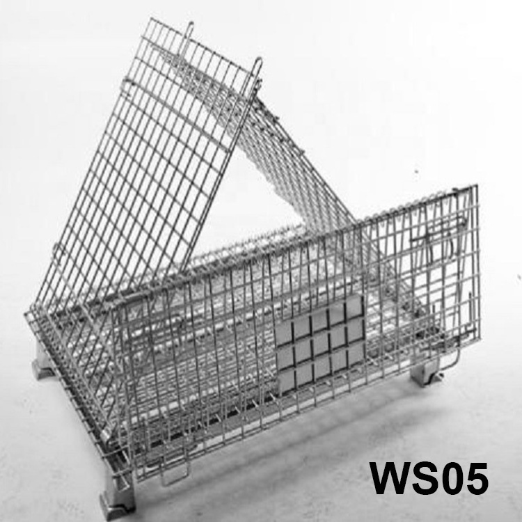 Factory Wholesale Best Selling Movable Metal Stackable Foldable Wire Mesh Cage for Warehouse Storage