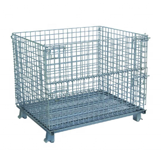 Collapsible Metal Storage Cage Rolling Wire Mesh Pallet Containers Warehouse Storage Cage