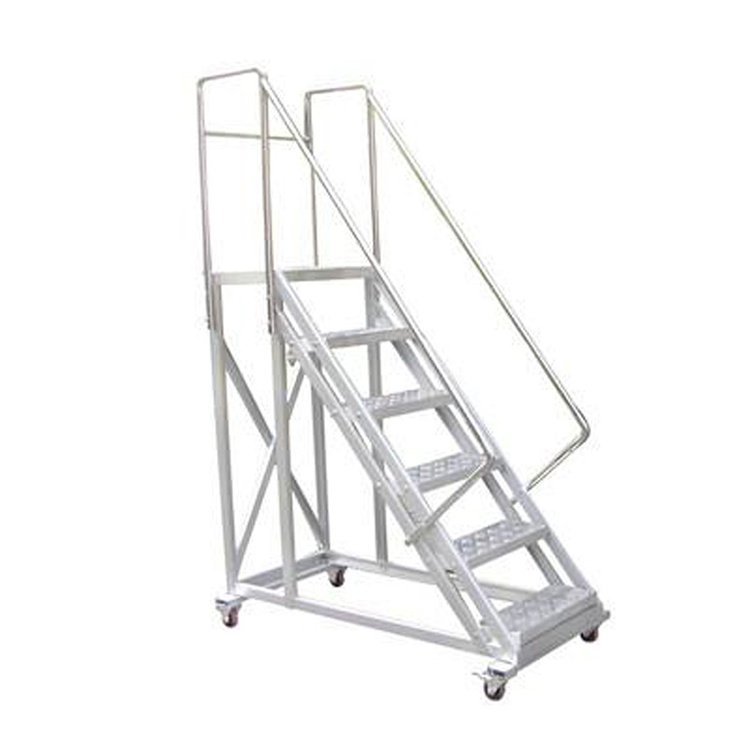 Factory Supply Safety Warehouse Platform Movable Step Ladder With Handrails