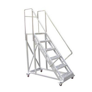 Factory Supply Safety Warehouse Platform Movable Step Ladder With Handrails