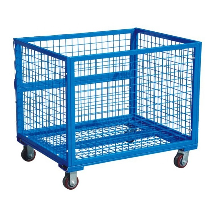 2023 Foldable Metal Pallet Wire Mesh Container Cages for Warehouse Storage