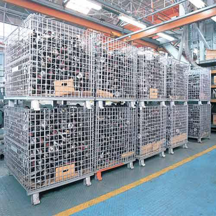 2023 Foldable Metal Pallet Wire Mesh Container Cages for Warehouse Storage