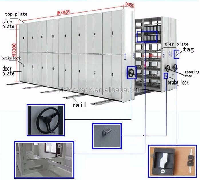 China Library Compact Shelves Mobile Shelving System File Storage Rack