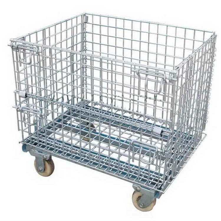 2023 Foldable Metal Pallet Wire Mesh Container Cages for Warehouse Storage